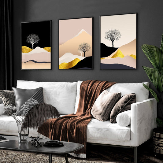 Modern Wall Art Prints – Set of 3 Minimalist Prints for Living Room Decor