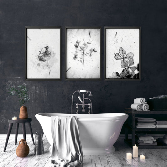 Modern Bathroom Wall Art – Set of 3 Minimalist Prints for Stylish Decor