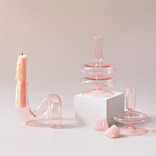 Pink Nordic Candle Holder & Vase – Modern Minimalist Home Decor